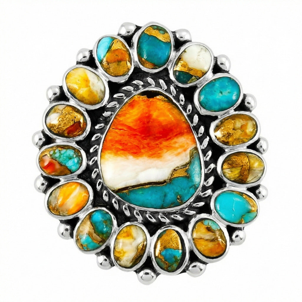 Spiny Turquoise Ring Sterling Silver R2407-C89