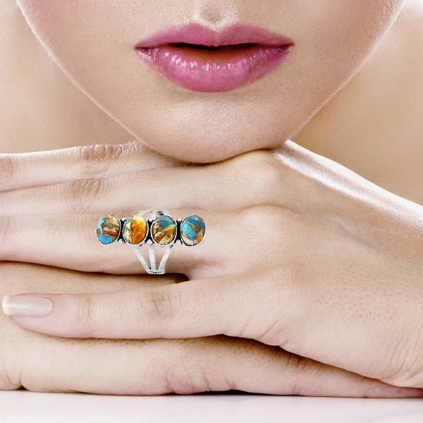 Spiny Turquoise Ring Sterling Silver R2408-SM-C89