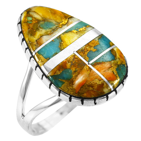 Spiny Turquoise Ring Sterling Silver R2411-C89