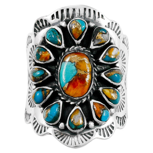 Spiny Turquoise Ring Sterling Silver R2413-C89