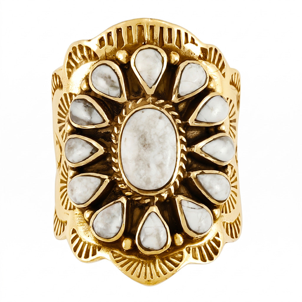 Howlite Ring GoldCopper R2413-GB-C103