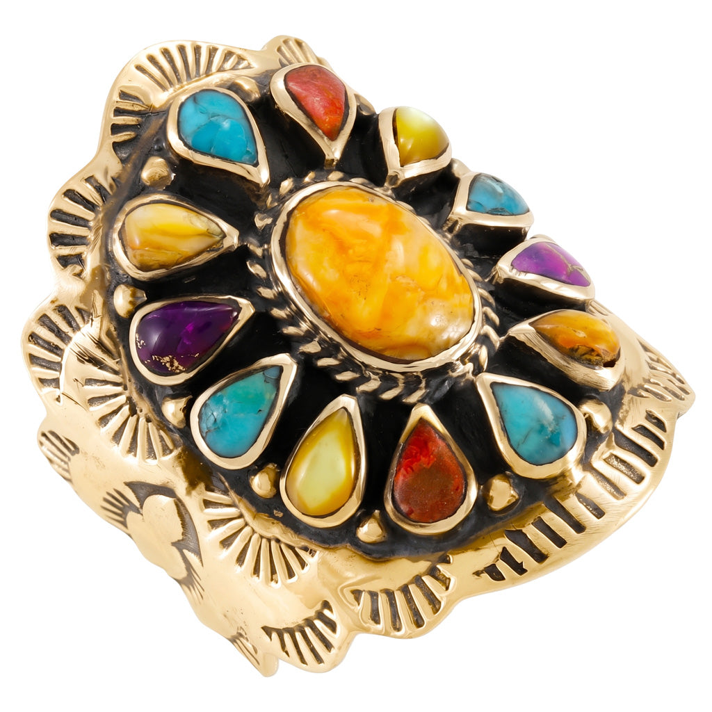 Multi Gemstone Ring GoldCopper R2413-GB-C71