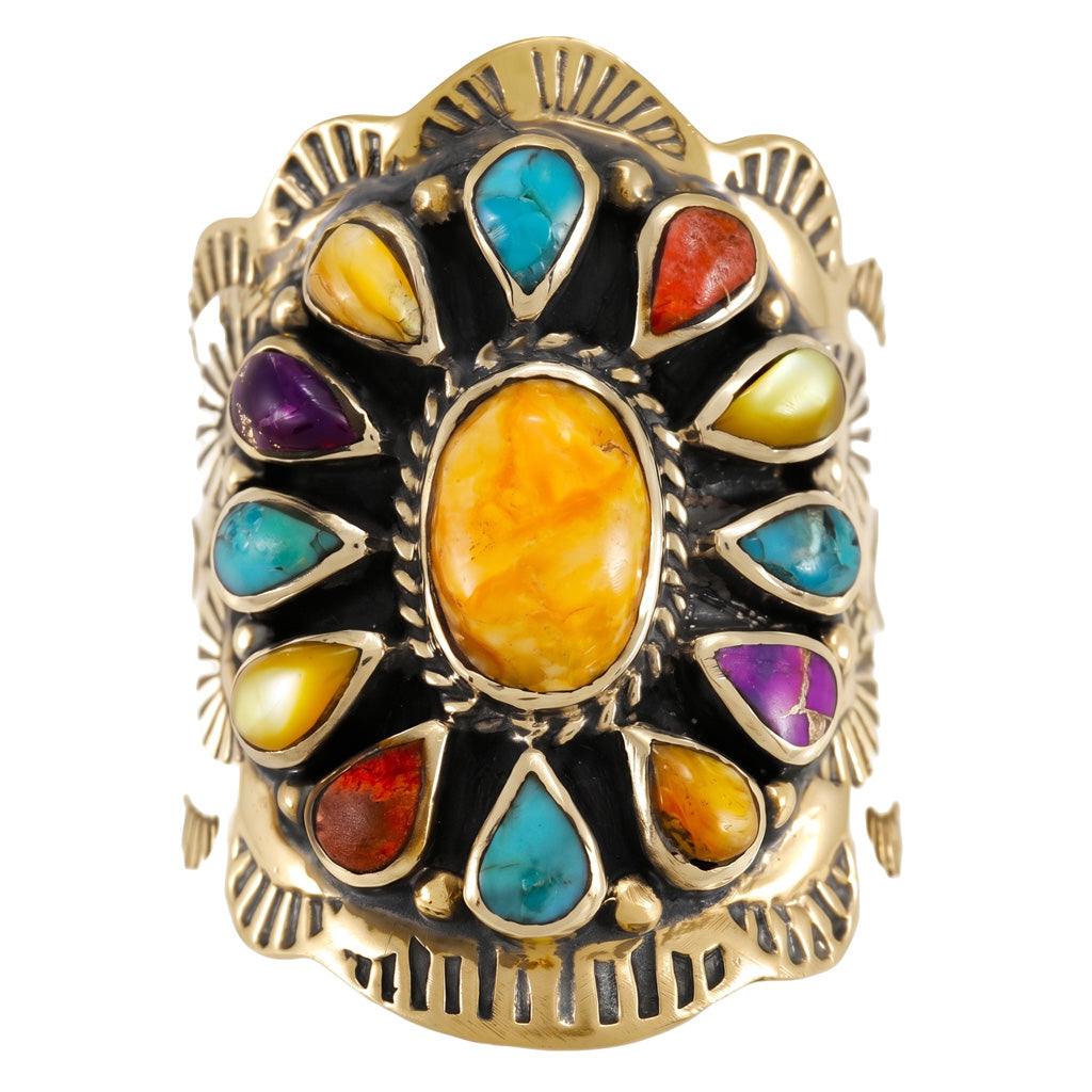 Multi Gemstone Ring GoldCopper R2413-GB-C71