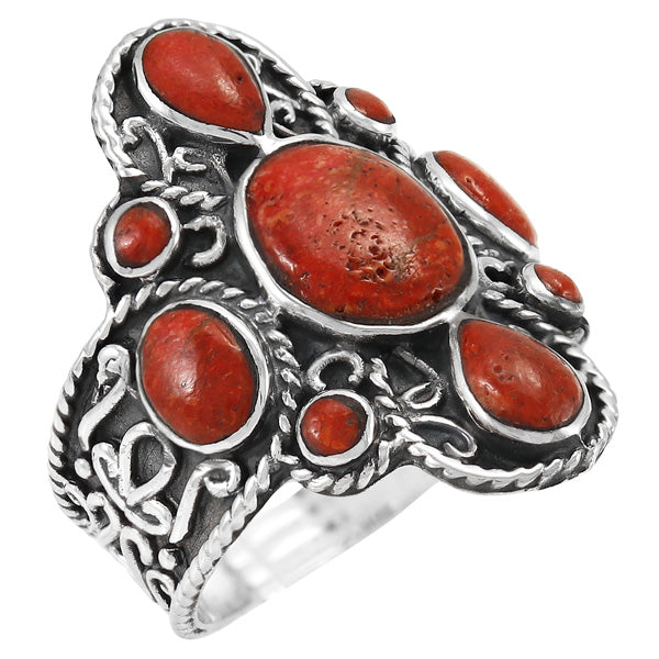 Coral Ring Sterling Silver R2416-C74