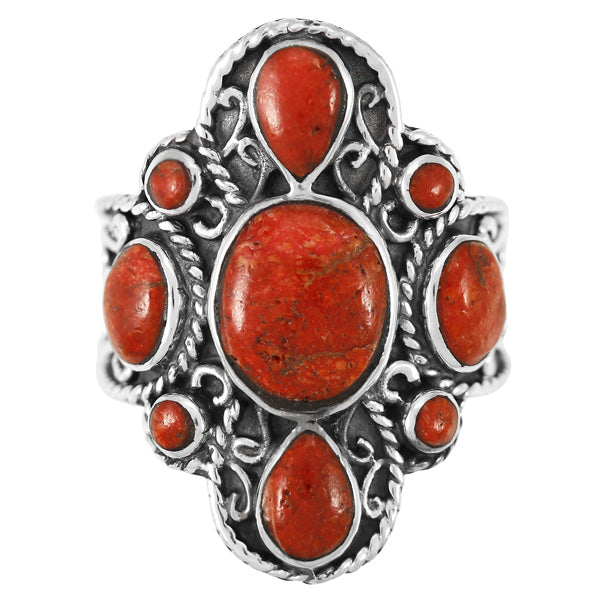 Coral Ring Sterling Silver R2416-C74