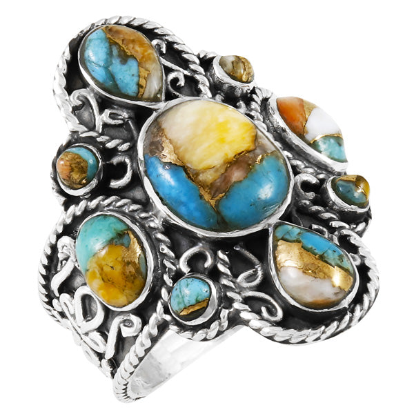 Spiny Turquoise Ring Sterling Silver R2416-C89