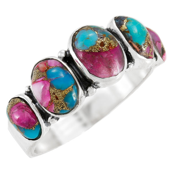 Rainbow Spiny Turquoise Ring Sterling Silver R2421-C91