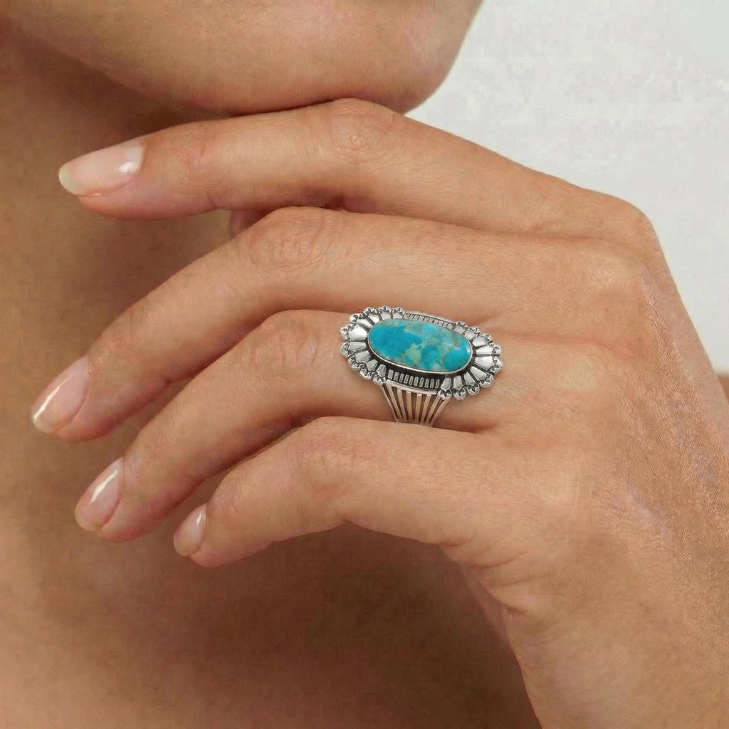 FINAL CLEARANCE - Turquoise Ring SilveryCopper™ R2427-SB-C75