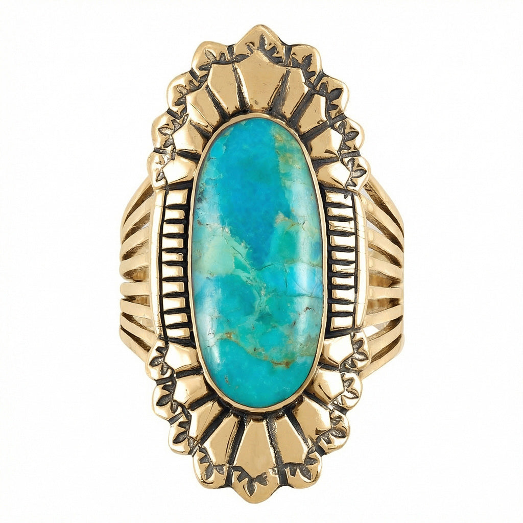 Turquoise Ring GoldBrass R2427-GB-C75