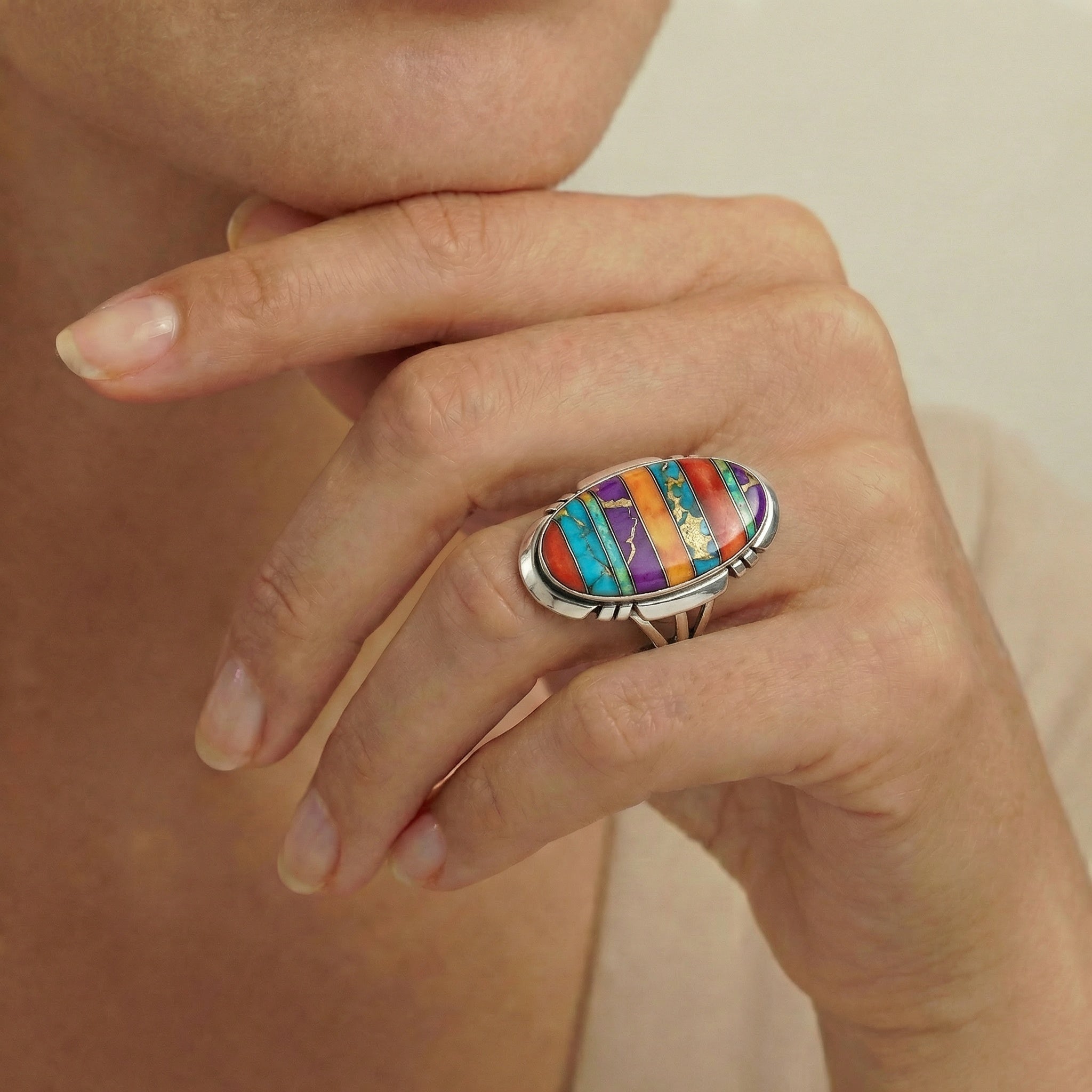 FINAL CLEARANCE - Multi Gemstone Ring SilveryCopper™ R2429-SB-C00