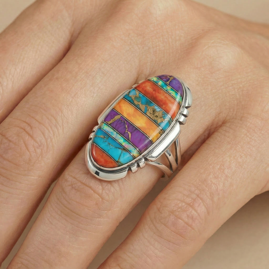 Multi-Gemstone Ring Sterling Silver R2429-C00