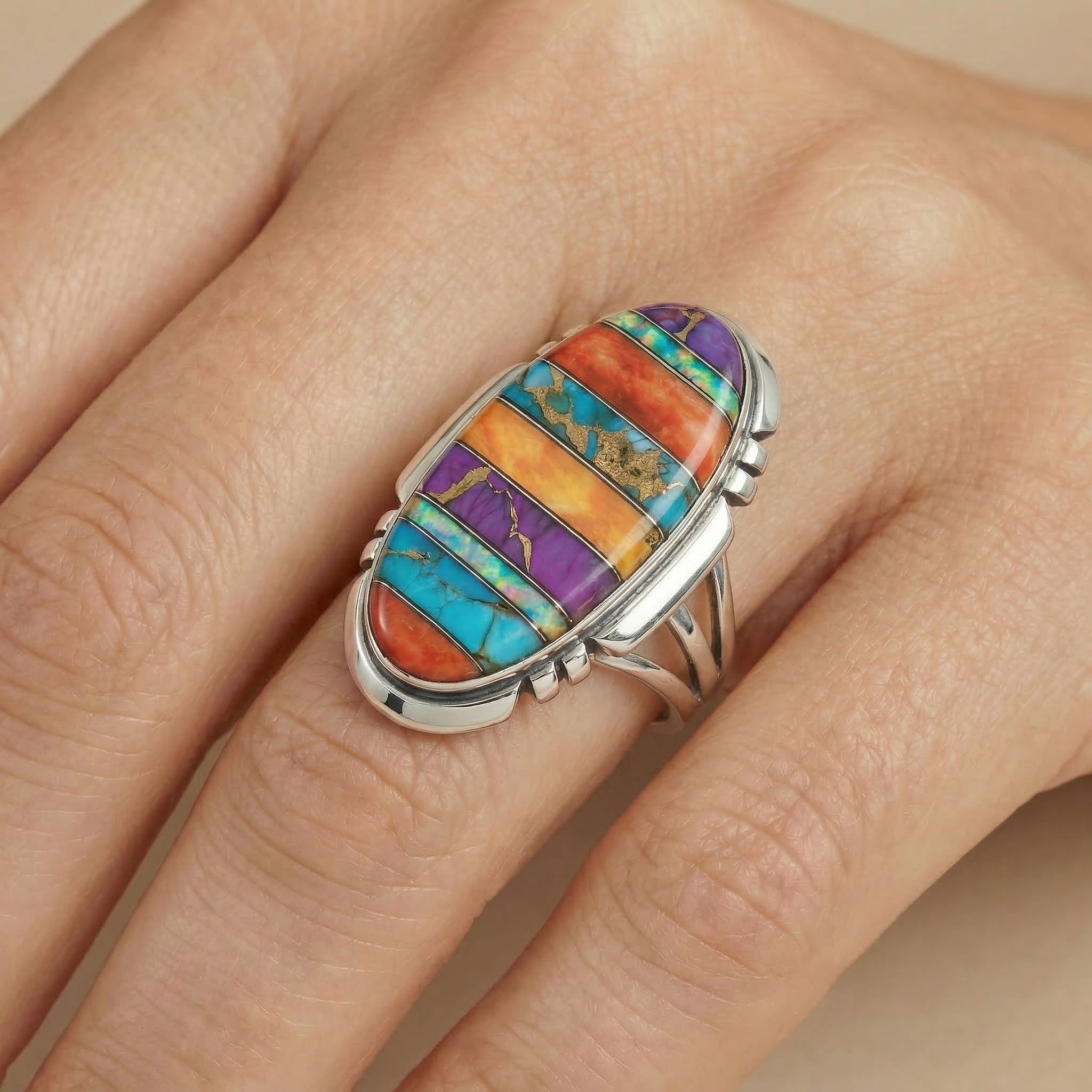 FINAL CLEARANCE - Multi Gemstone Ring SilveryCopper™ R2429-SB-C00