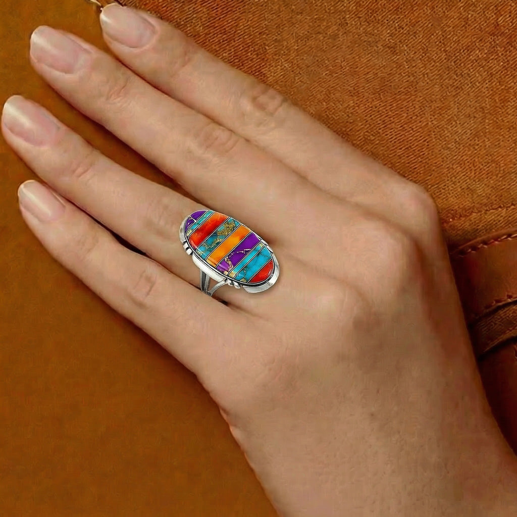 FINAL CLEARANCE - Multi Gemstone Ring SilveryCopper™ R2429-SB-C00