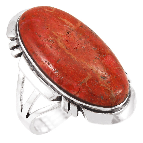 Coral Ring Sterling Silver R2429-C74