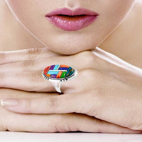 Multi-Gemstone Ring Sterling Silver R2429-C51