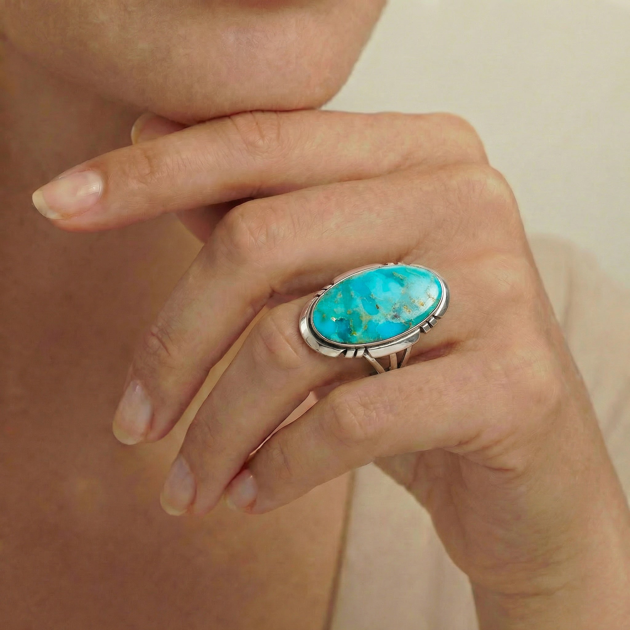 FINAL CLEARANCE - Turquoise Ring SilveryCopper™ R2429-SB-C75