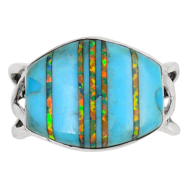 Sterling Silver Ring Turquoise & Opal R2430-C21