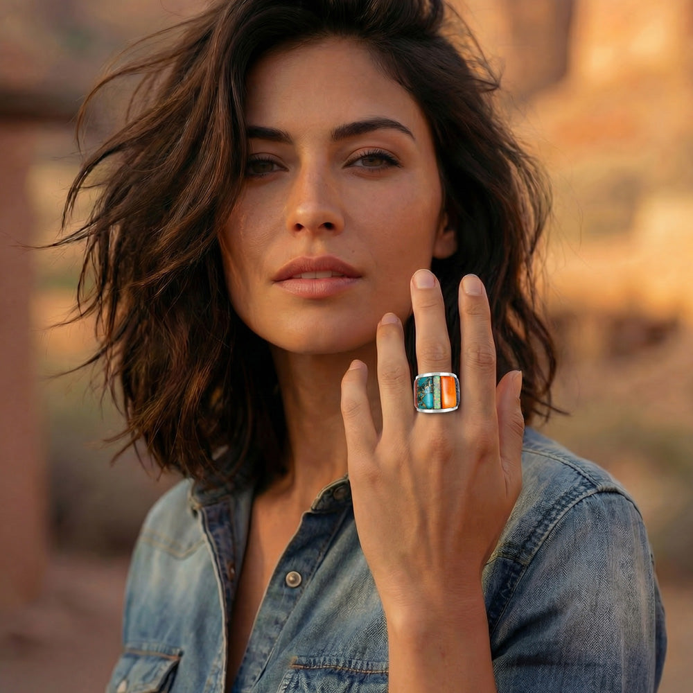 Multi Gemstone Ring SilverBronzé™ R2432-SB-C00