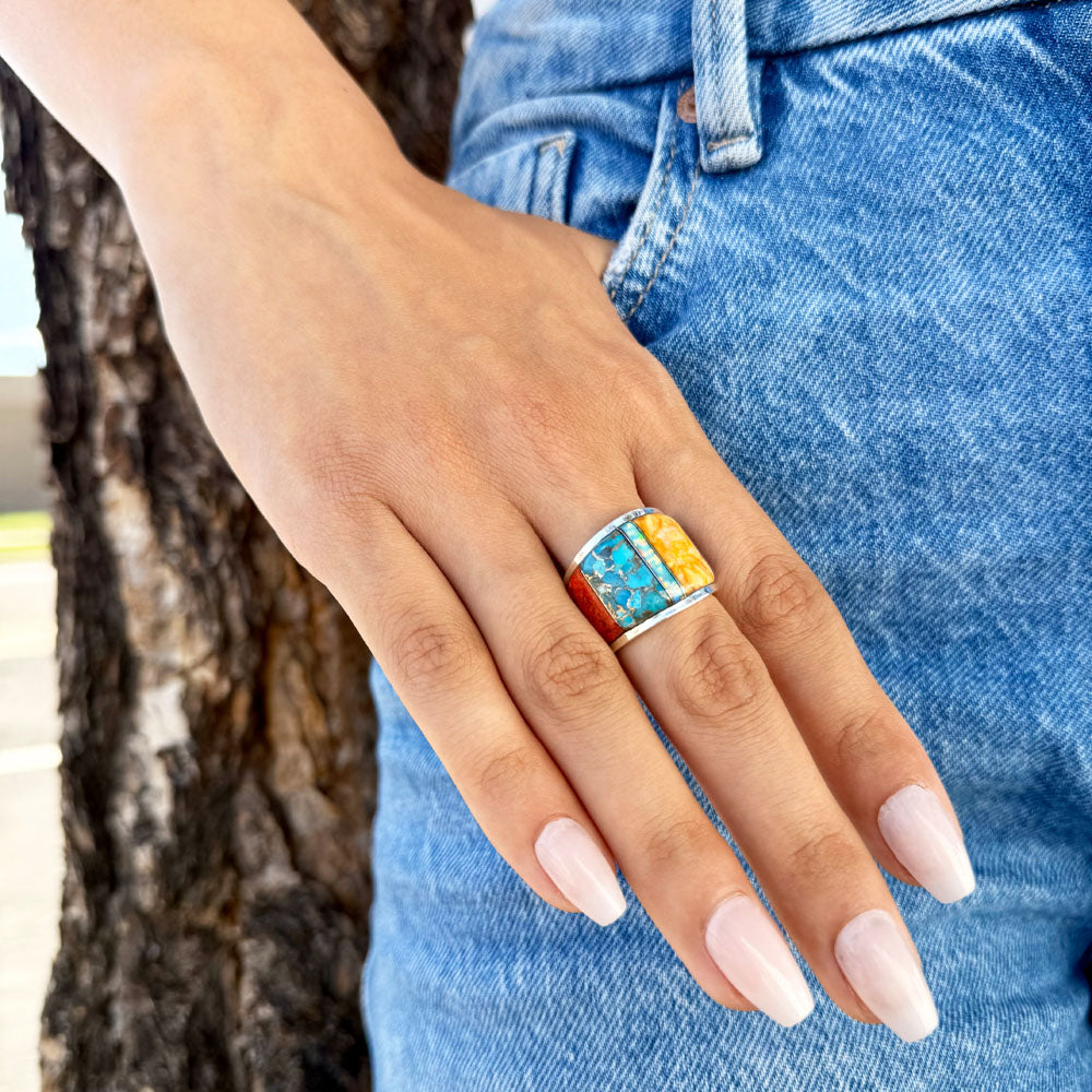 Multi Gemstone Ring SilverBronzé™ R2432-SB-C00