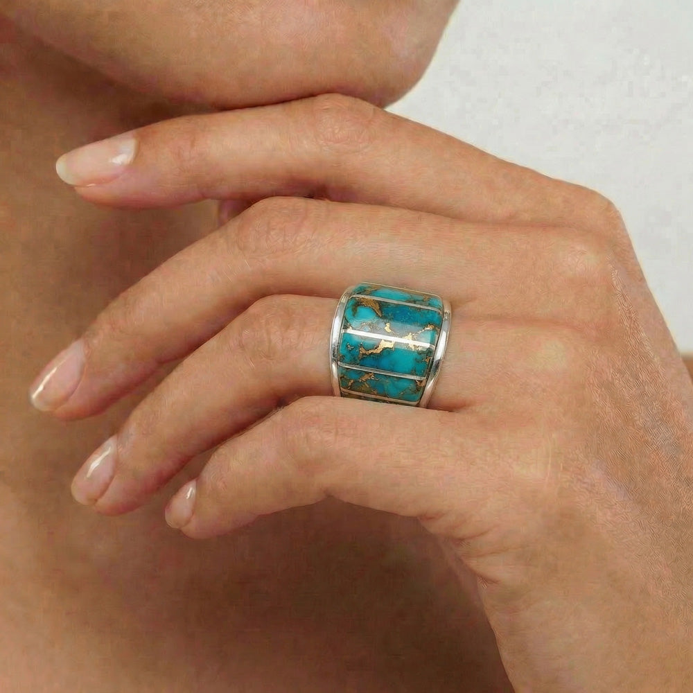 FINAL CLEARANCE - Matrix Turquoise Ring SilveryCopper™ R2432-SB-C84