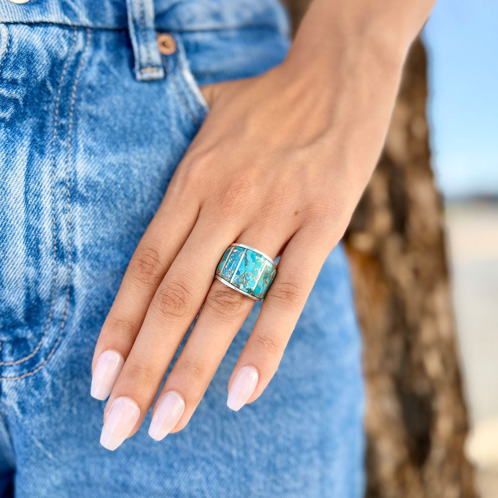 FINAL CLEARANCE - Matrix Turquoise Ring SilveryCopper™ R2432-SB-C84