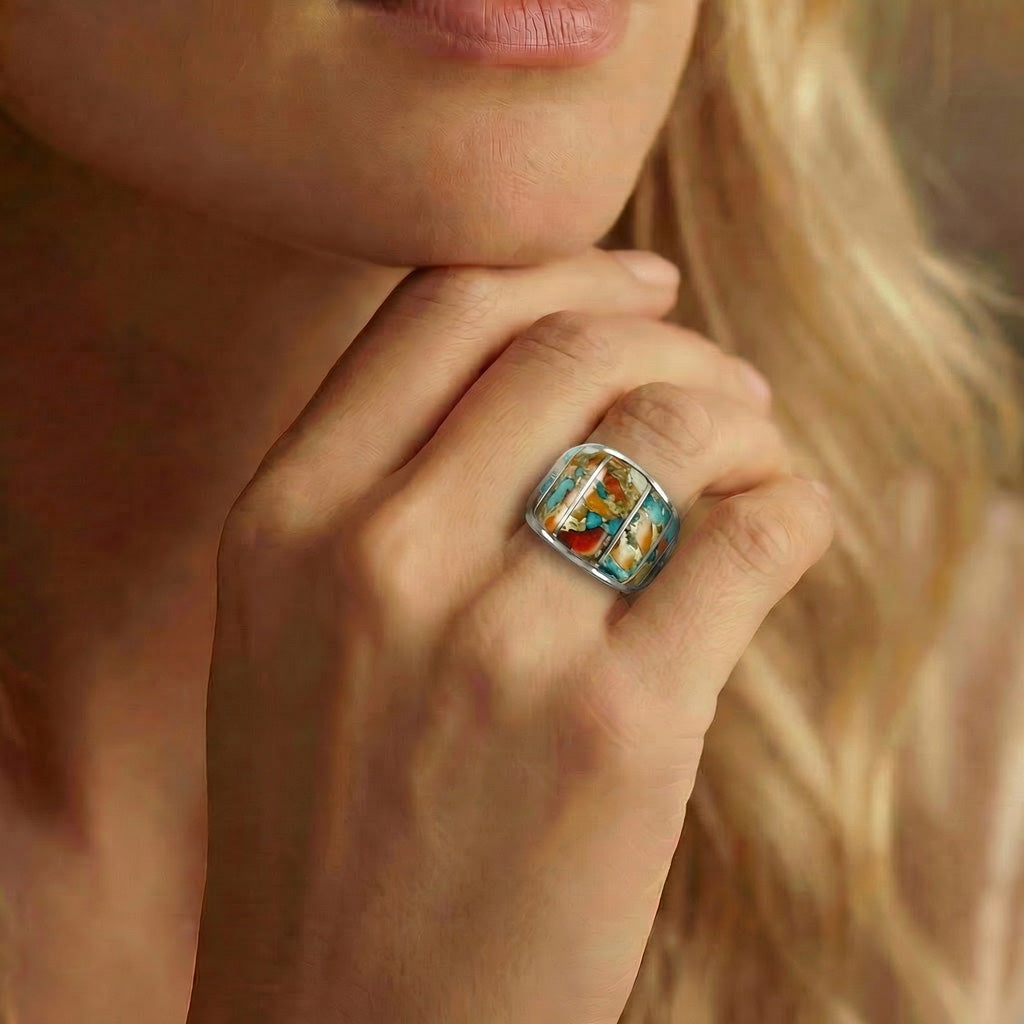 Spiny Turquoise Ring Sterling Silver R2432-C89