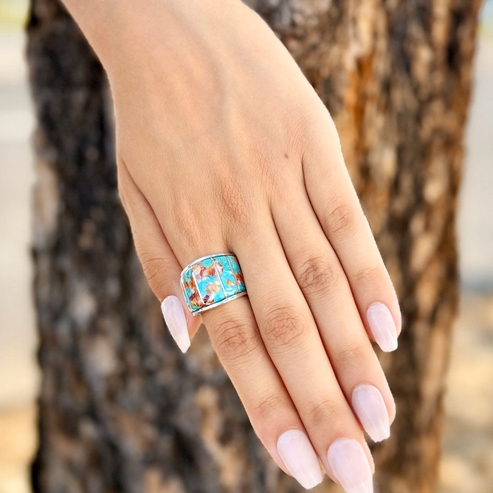 Sprinkles Spiny Turquoise Ring Sterling Silver R2432-C93