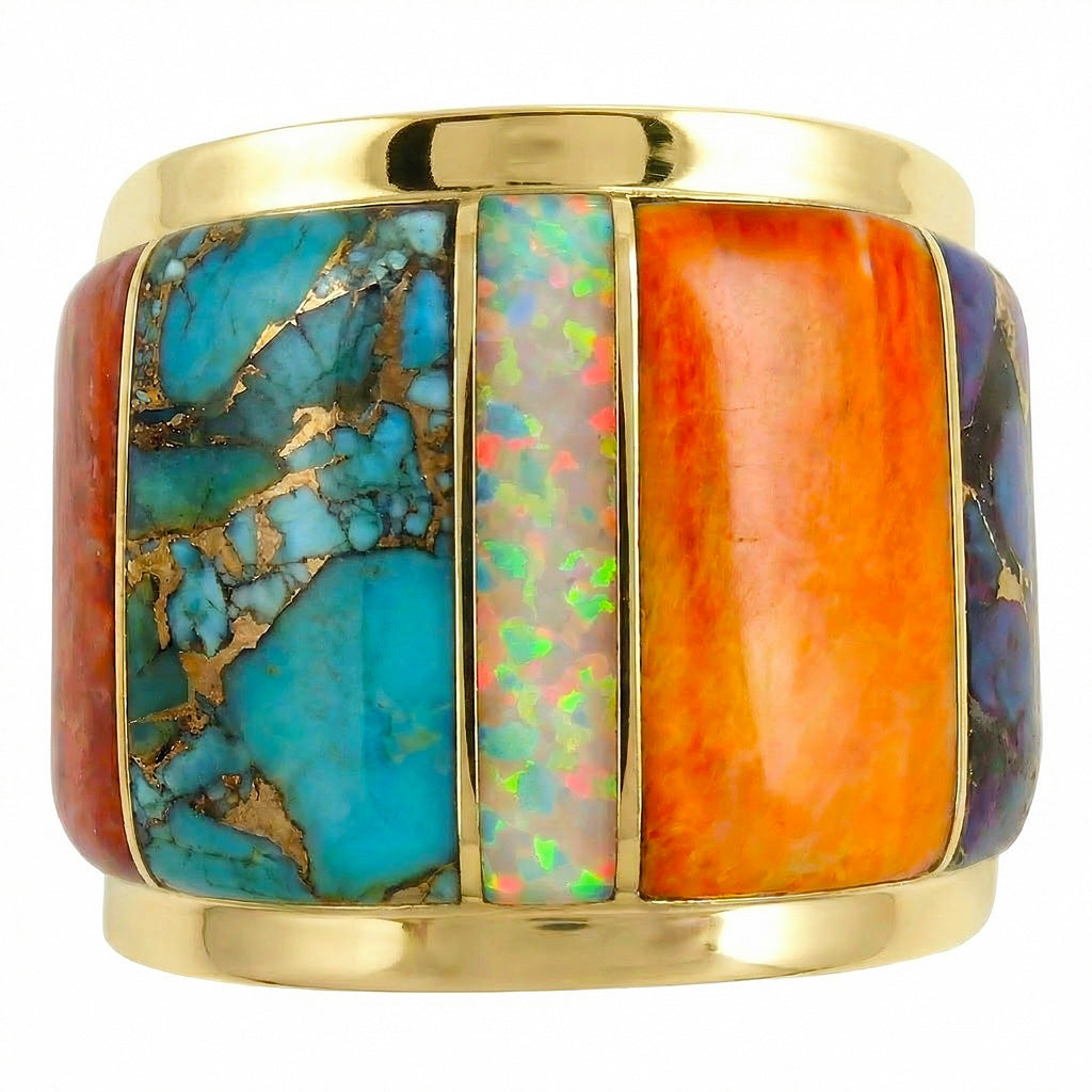 Multi Gemstone Ring GoldBrass R2432-GB-C00