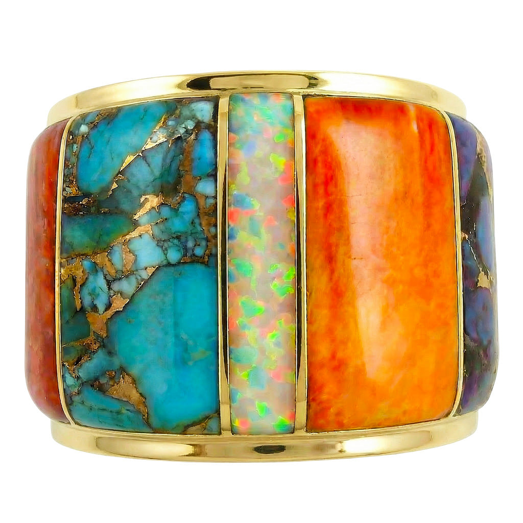 Multi Gemstone Ring GoldBrass R2432-GB-C00