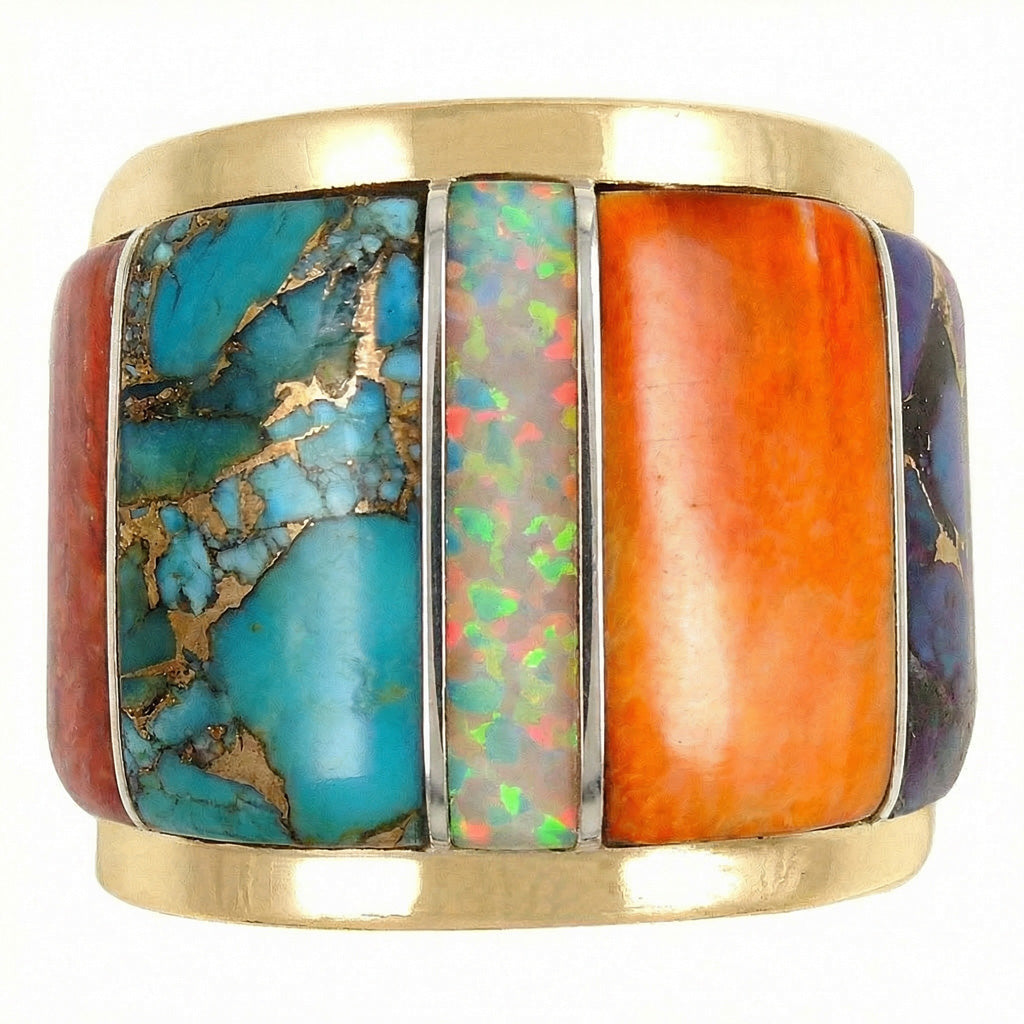 Multi Gemstone Ring GoldBrass R2432-GB-C00