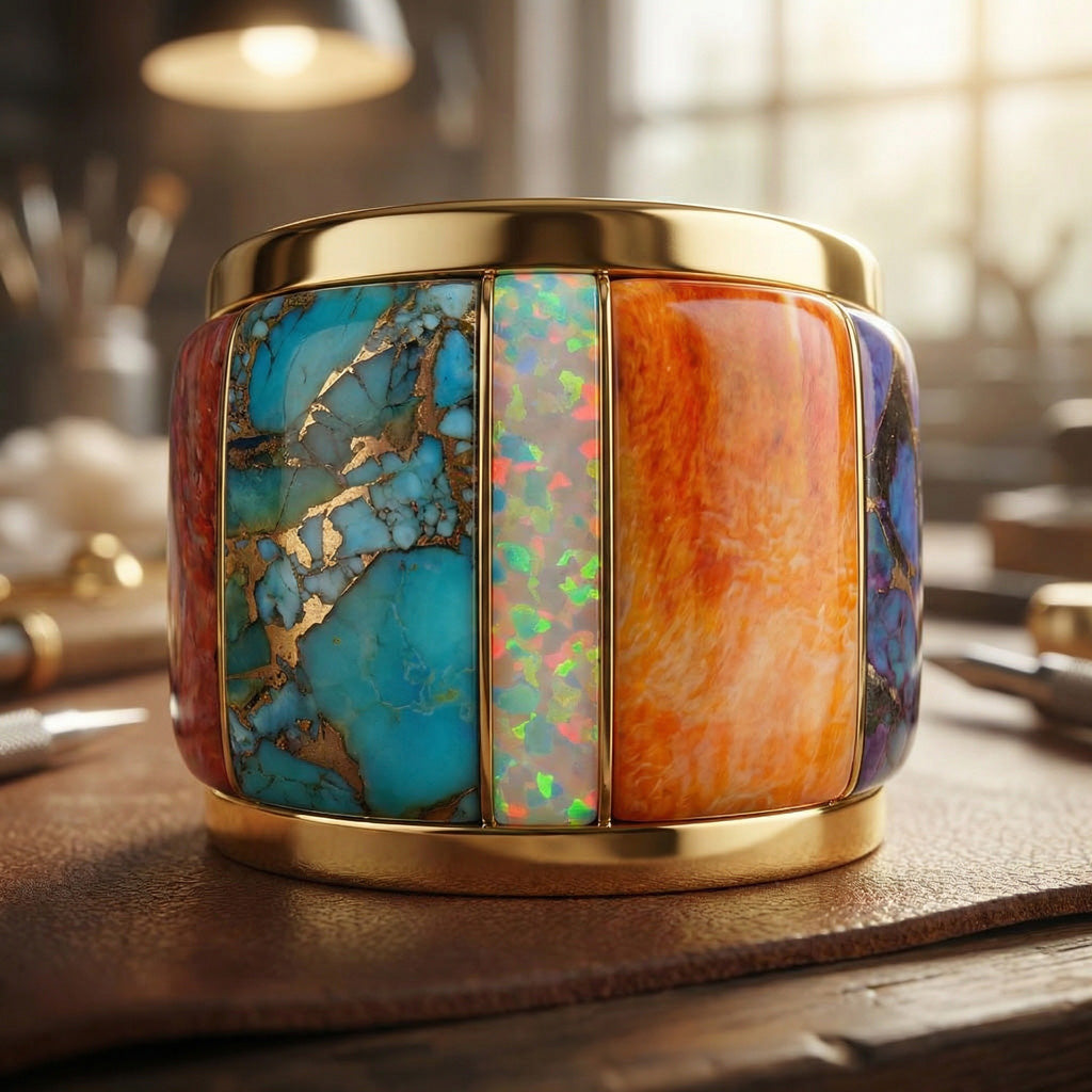 Multi Gemstone Ring GoldBrass™ R2432-GB-C00