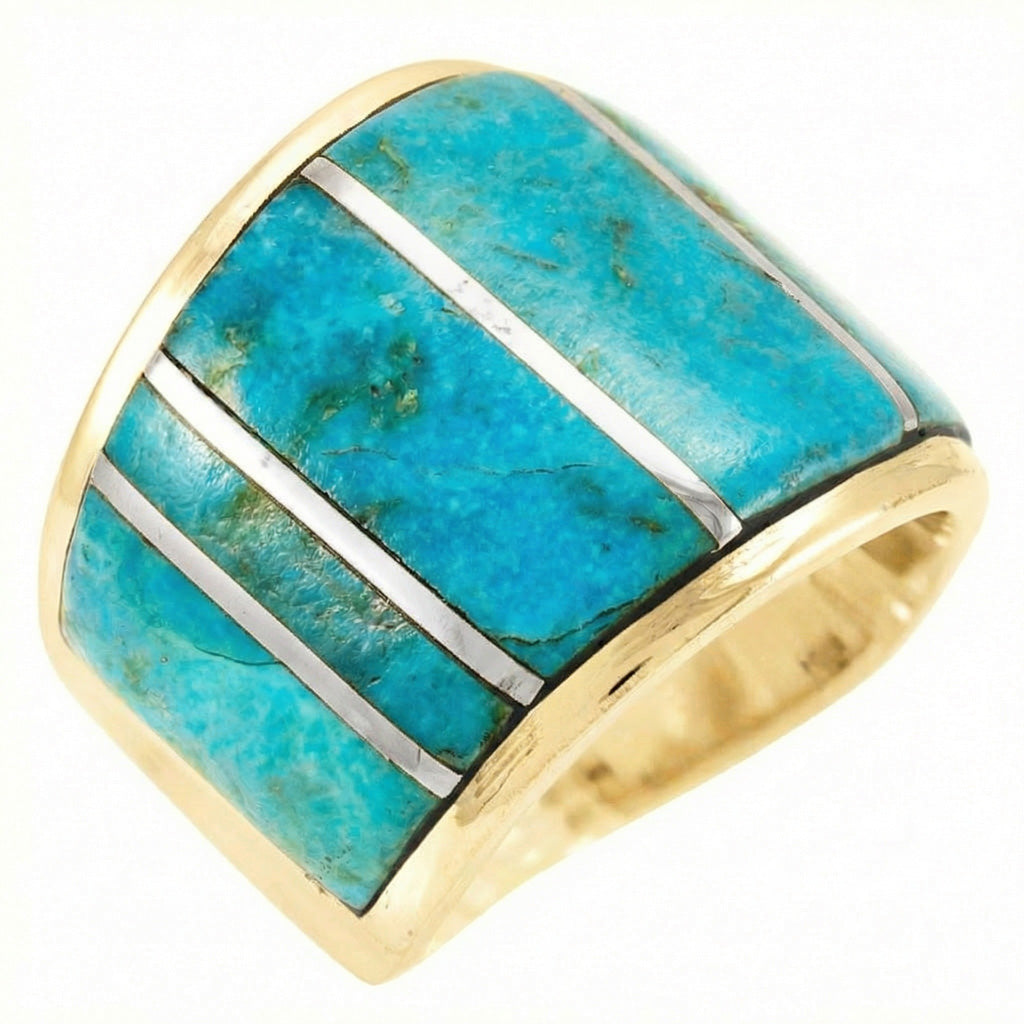 Turquoise Ring GoldBrass R2432-GB-C05