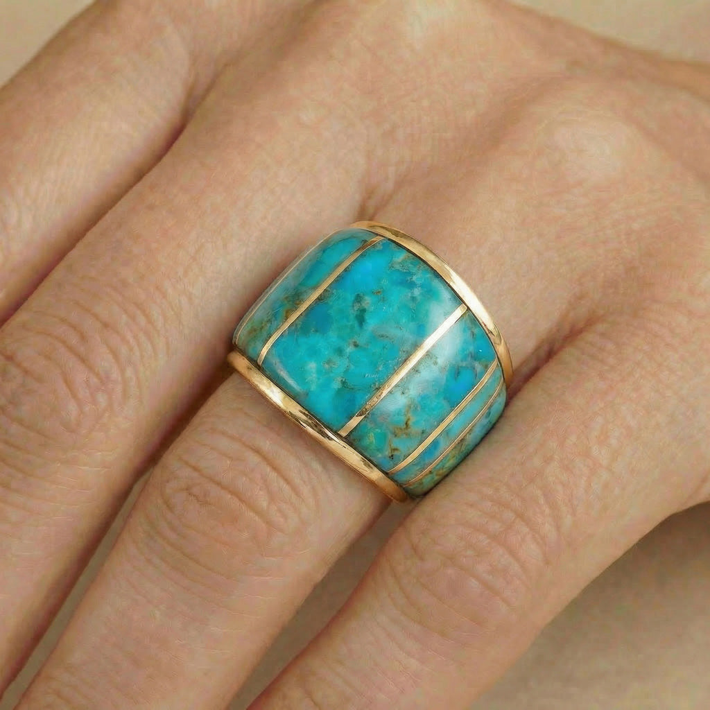 Turquoise Ring GoldBrass R2432-GB-C05