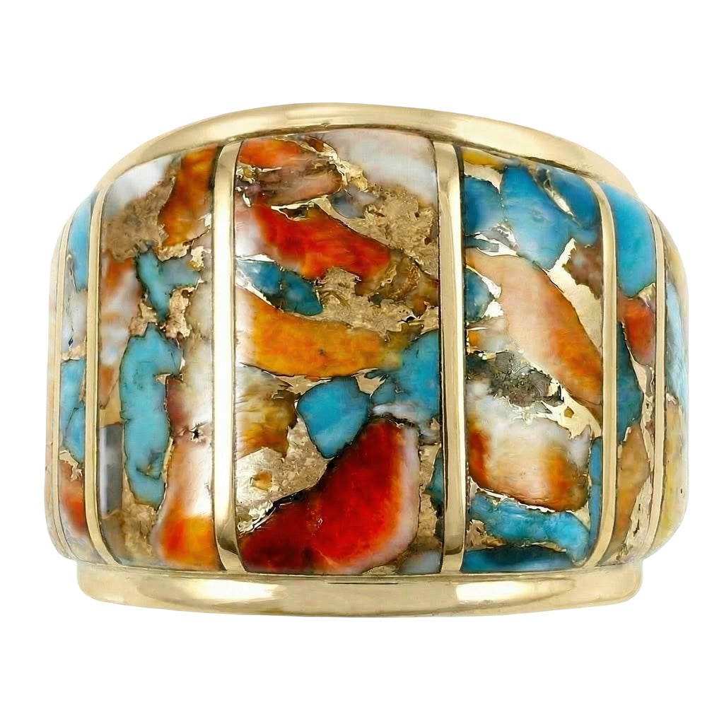 Spiny Turquoise Ring GoldBrass™ R2432-GB-C89