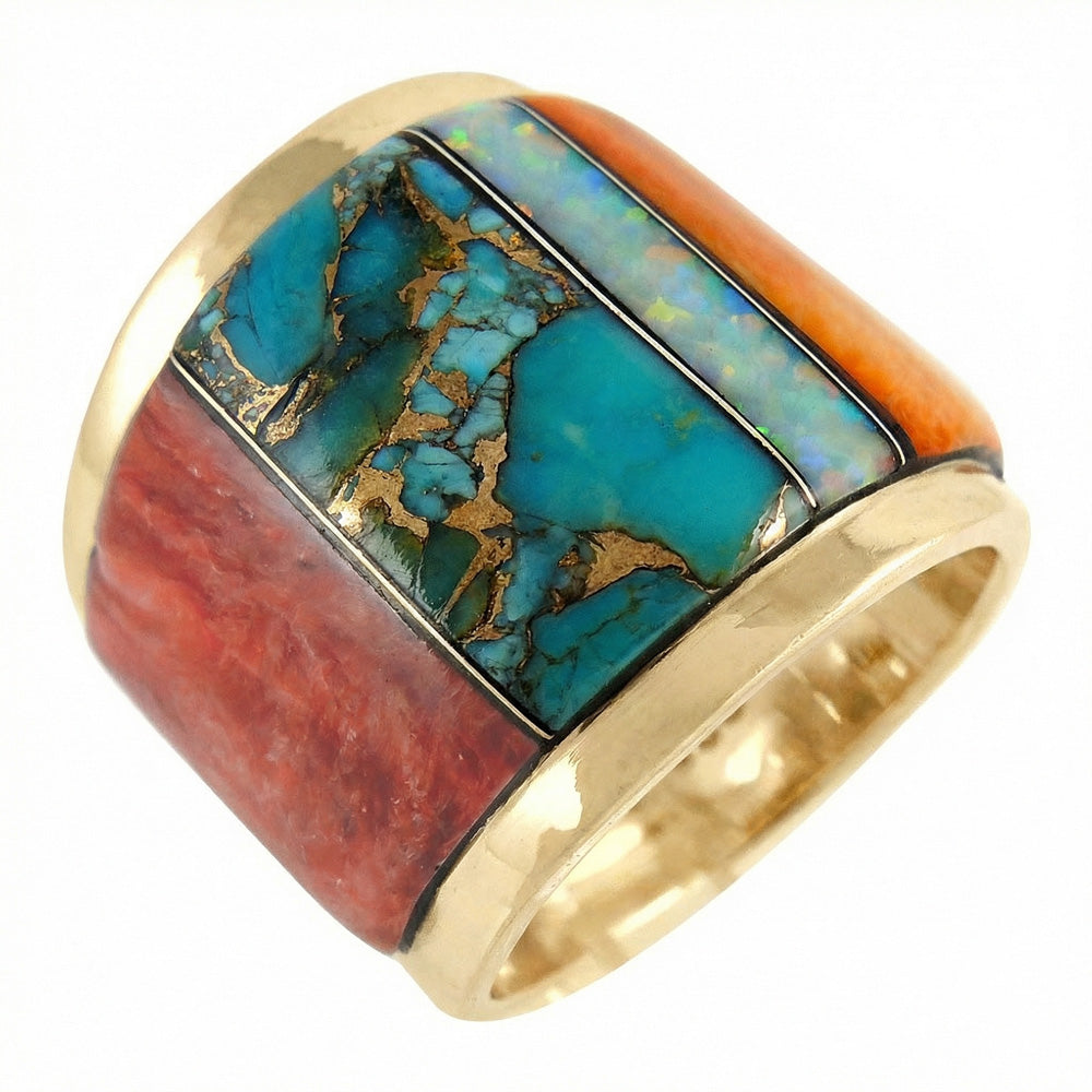 Multi Gemstone Ring GoldBrass™ R2432-GB-C00