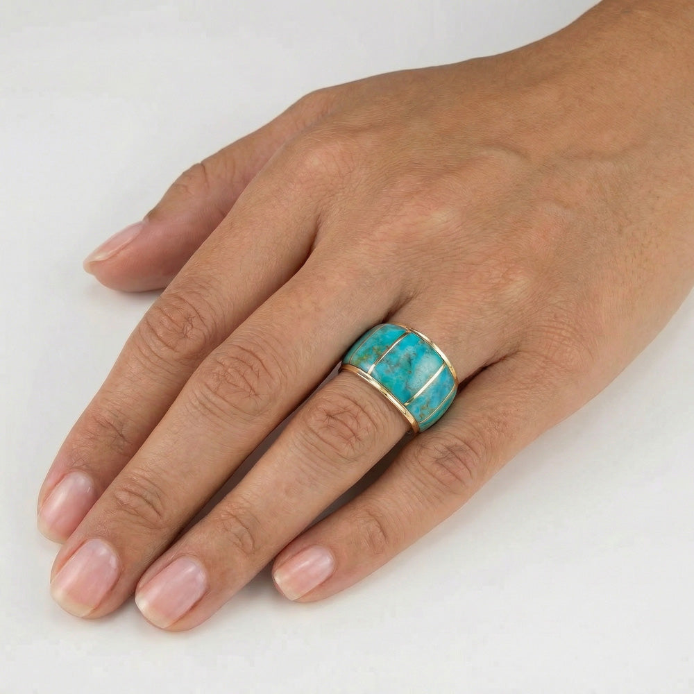 Turquoise Ring GoldBrass R2432-GB-C05