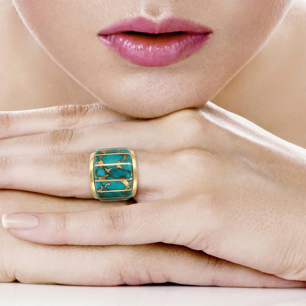 Matrix Turquoise Ring GoldBrass R2432-GB-C84