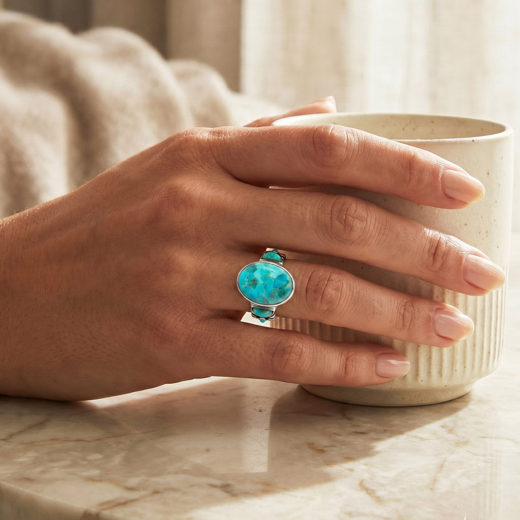 Turquoise Ring Sterling Silver R2434-C75