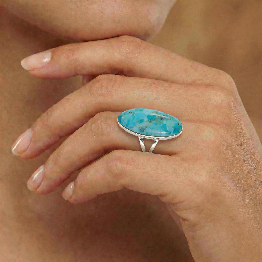 Turquoise Ring Sterling Silver R2440-LG-C75 (Larger Version)