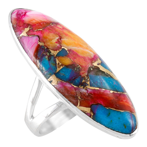 Rainbow Spiny Turquoise Ring Sterling Silver R2440-C91