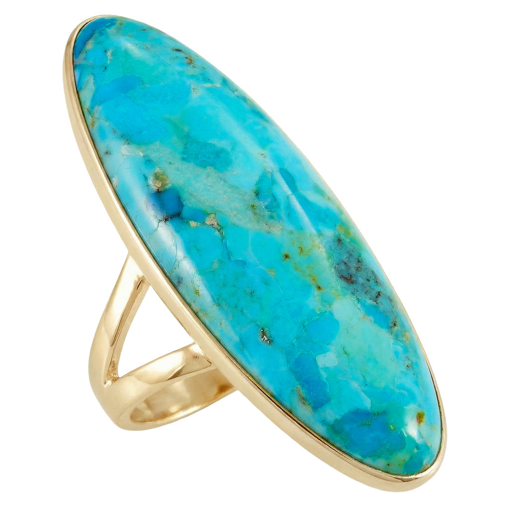 Turquoise Ring GoldBrass R2440-GB-C75 (Larger Version)