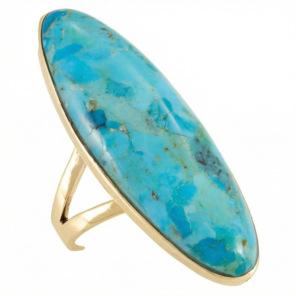 Turquoise Ring GoldBrass R2440-GB-C75 (Larger Version)