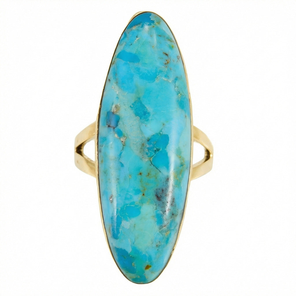 Turquoise Ring GoldBrass R2440-GB-C75 (Larger Version)