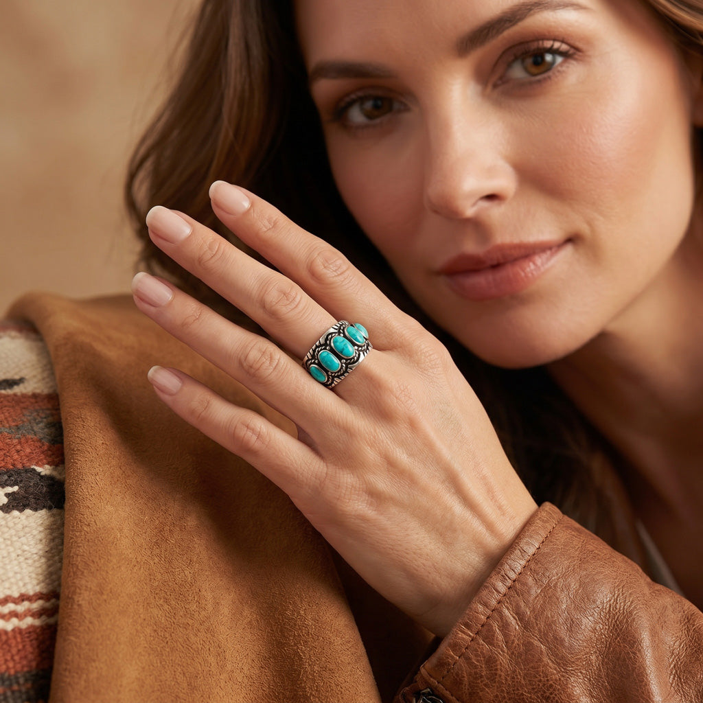 Turquoise Ring Sterling Silver R2442-C75
