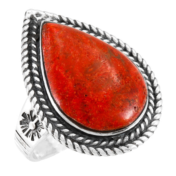 Coral Ring Sterling Silver R2443-C74