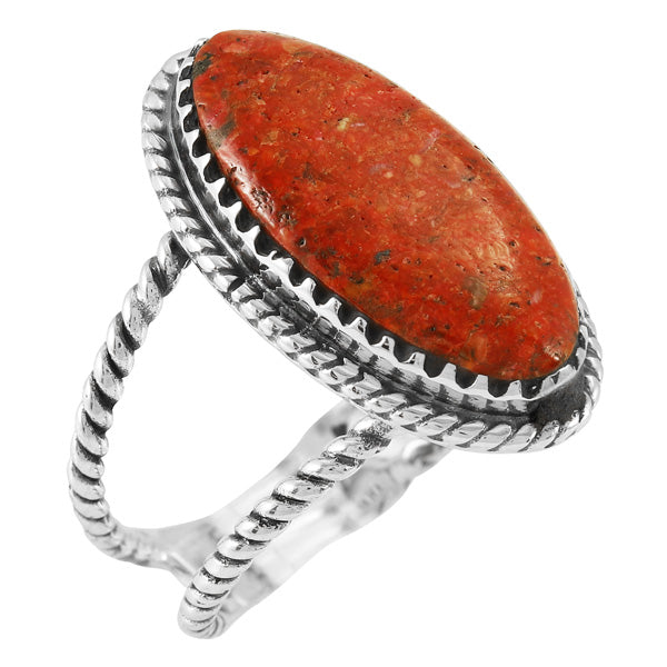 Coral Ring Sterling Silver R2449-C74