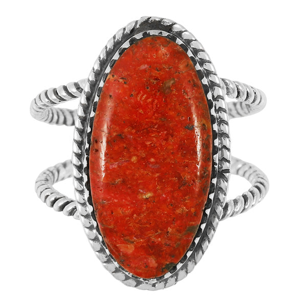 Coral Ring Sterling Silver R2449-C74