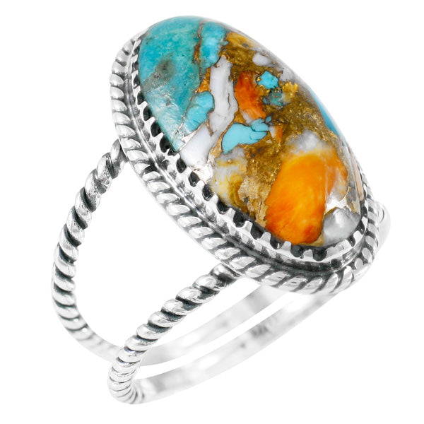 Spiny Turquoise Ring Sterling Silver R2449-C89