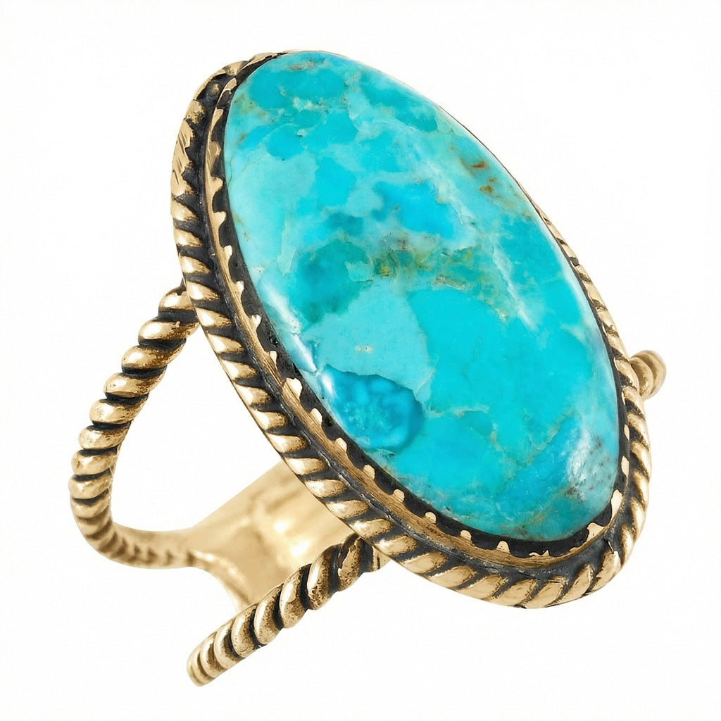 Turquoise Ring GoldBrass R2449-GB-C75
