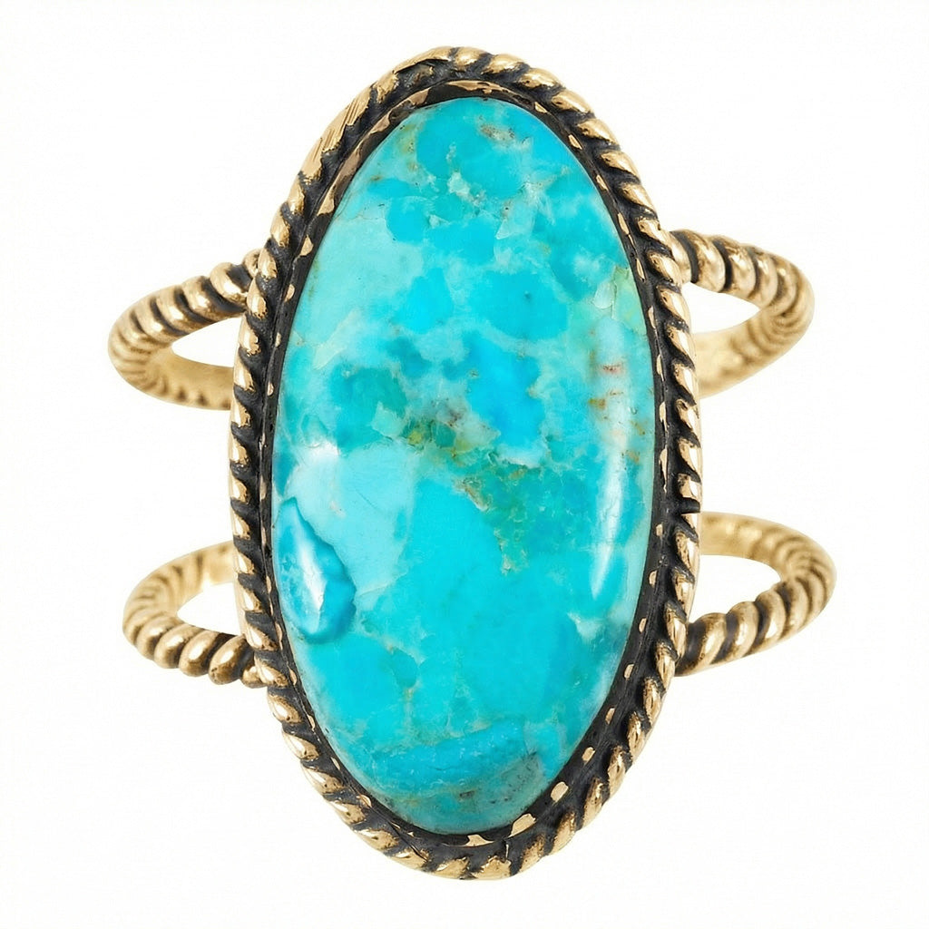 Turquoise Ring GoldBrass R2449-GB-C75
